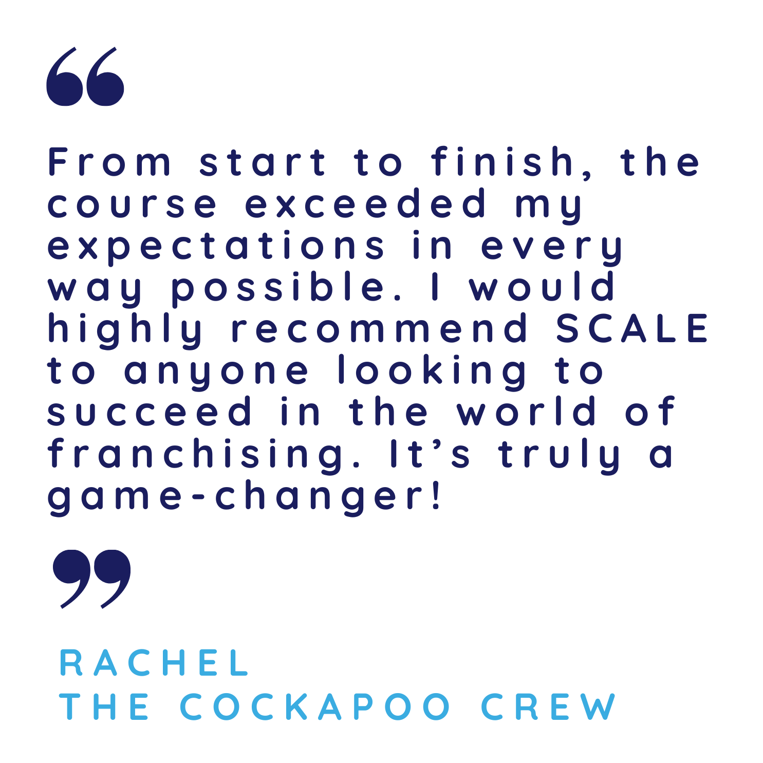 Rachel Franchise Business School testimonial